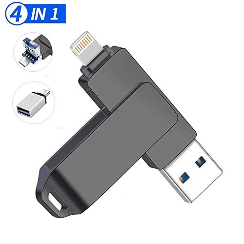 USB Flash Drive for iphone,256GB 4 in 1 iPhone Memory Stick Thumb Drive