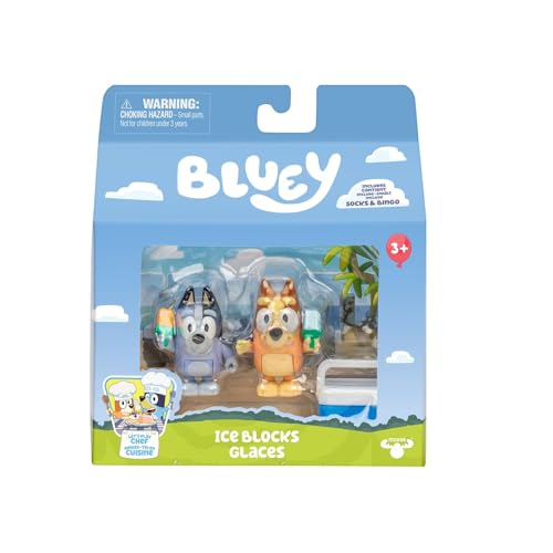 Rocco Giocattoli | Action Figures Pack da 2 personaggi - Bluey Let's Play Chef con Bingo & Socks