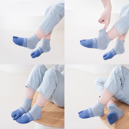 2 Pairs Cotton Two Toe Split Tabi V Socks Athletic Running Breathable Mesh Seperated Socks for Kids Girls Boys 3-12 Years2