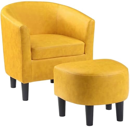 Convenience Concepts Take a Seat Churchill - Silla decorativa con otomana, piel sintética estampada con caléndula