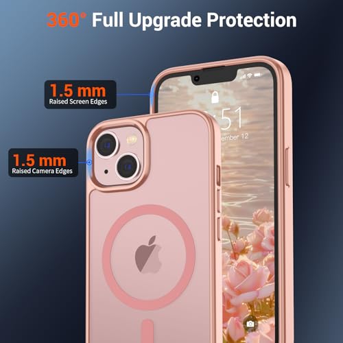 Image of SUPFINE Magnetic for iPhone 15 Plus Case & iPhone 14 Plus Case(Compatible with MagSafe)(Military Grade Drop Protection) Slim Translucent Shockproof Phone Case,Pink