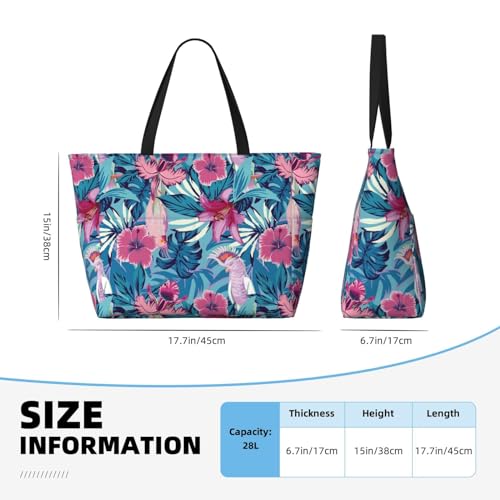 VOSERY Large Beach Bags Waterproof Sandproof - Cute Parrot No.20114 Cute Beach Tote Bags for Women with Zipper2