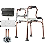 ZSUHGD Walker for Seniors Rollator Elderly Walker Folding Disabled Walker Upright Walkers for Seniors,B,Silver