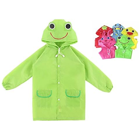 Kids Raincoat Children Waterproof Rainwear Rainsuit Waterproof Animal Rain Coat Student Poncho (Green) Cover