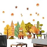 Wald-Fensteraufkleber – Ahornblatt-Fuchs, saisonale PVC-Dekoration mit niedlichen Waldtieren, wiederverwendbare - und Spiegeldekoration, einschließlich rustikalem Zuhause, Wohnzimmer, bezaubernder
