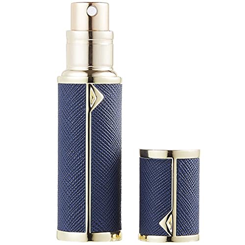 Perfume Bottles Empty Refill, Perfume Atomizer Travel Spray Bottle Refillable, Travel Cologne Sprayer Atomizer, Mini Perfume Decant Holder Container for Man & Woman, Luxury Leather, 5ml,Blue