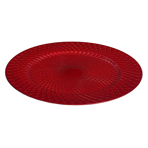 Platos de cargador redondos 13" rojo set x6 miniatura 1