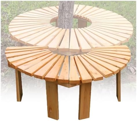 Semi-Circular Tree Bench, Solid Wood Curved Garden Chair, 400KG Capacity, Infinite Shape for Parks, Lawns & Balconies, Stylish Outdoor Flower Stand (Color 2)