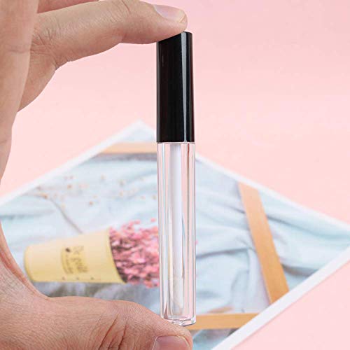 RONRONS Set of 20 Refillable Lip Gloss Bottles with Rubber Inserts,Empty Lip Gloss Tubes Containers (Pink+Black)