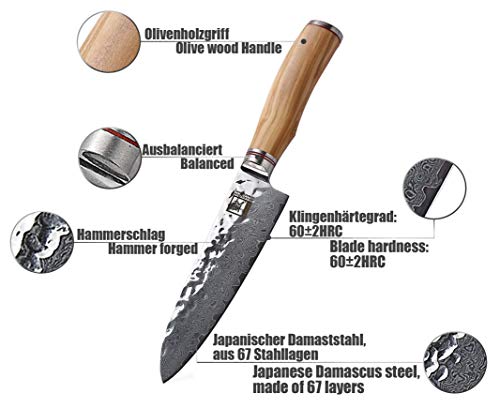 Zayiko Minami Premium Santokumesser aus Damaststahl