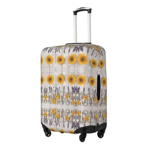 Sunflowers On Wooden Print Luggage Suitcase Cover Protector Luggage Washable Covers With Concealed Zipper2