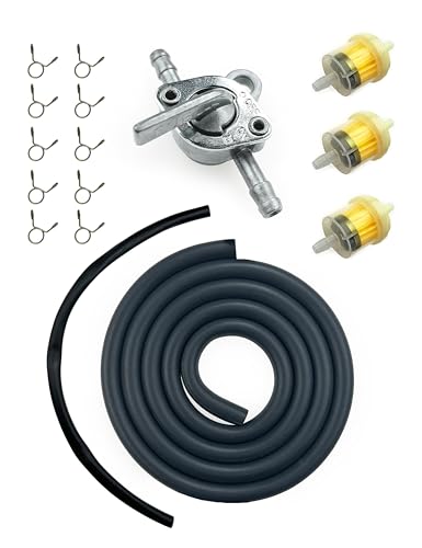 YAMAKATO 3/16 Gas Fuel Line Hose w/Inline Shut Off Valve Petcock & Filters Clamps for 50cc 70cc 90cc 110cc 125cc 150cc Taotao Coolster Apollo Baja ATV Dirt Pit Bike Mini Bikes & Go-Karts