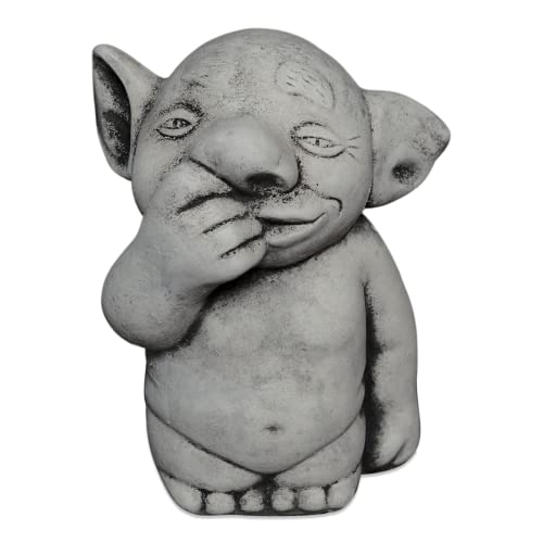 gartendekoparadies.de Figure de Pierre Massive Troll Doigt dans Le Nez GNOME Lutin Gobelin en Pierre reconstituée, résistant au Gel