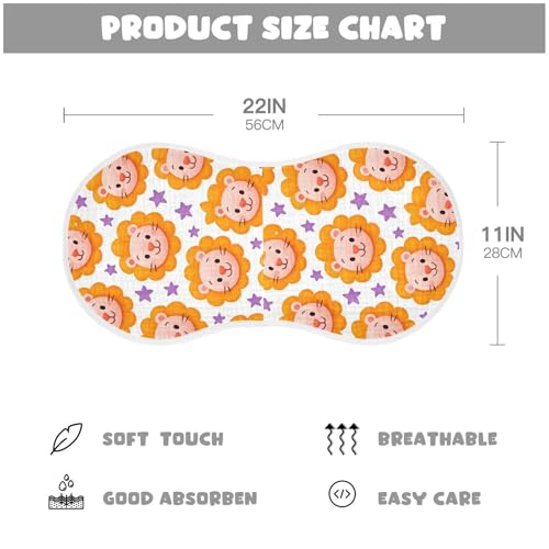 Cute Cartoon Lion Baby Burp Cloths for Boys and Girls, Soft Muslin Spit Up Towels, 22"x11" Newborn Essentials for Feeding and Drooling, 1 Pack4