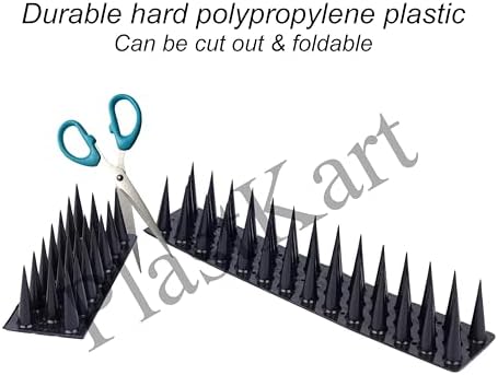 PlastKart Pigeon Spikes (Pack of 5) Anti Bird Control for Balcony, Railing, Home Window Protection from Pigeon, Dog, Monkey, Crow, Kabootar, Split AC, Spikes with Double Sided Tape (Black)