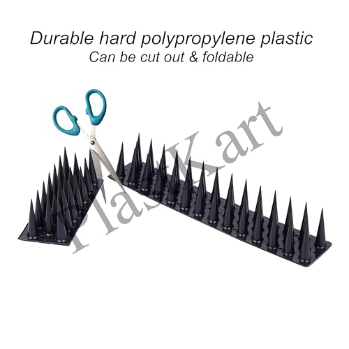 PlastKart Pigeon Spikes (Pack of 5) Anti Bird Control for Balcony, Railing, Home Window Protection from Pigeon, Dog, Monkey, Crow, Kabootar, Split AC, Spikes with Double Sided Tape (Black)
