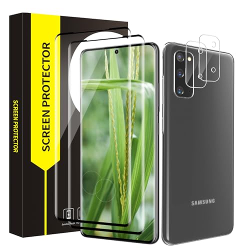 Cable Leader 2+2 Stück Schutzfolie für Panzerglas für Samsung Galaxy S20 Plus 5G Kameraschutz Sensitive Touch 3D Kante 9H Härte Schutzglas Keine Blasen HD-Klar S20 Plus Displayschutzfolie