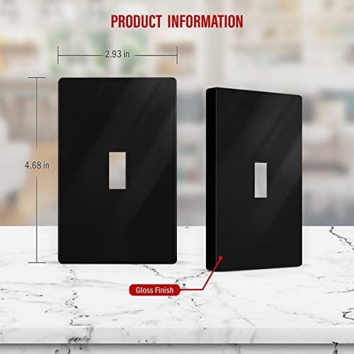 Image of ENERLITES SI8821-BK Duplex Outlet Receptacle Cover, Screwless Wall Plate, Standard Size, 1-Gang 4.68 inch x 2.93 inch, Unbreakable Polycarbonate Thermoplastic, UL Listed, SI8821-BK-10PCS, Black, 10 Pack