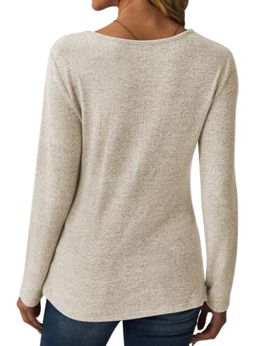 Women Long Sleeve Tunic Tops for Leggings V Neck Button Loose T Shirts 2025 Fall Dressy Casual Blouse Sweatshirt Sweater3