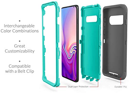 Fastsun Samsung Galaxy S10 5G Defender Case, Protective Defender Shockproof Hybrid Case Dual Layer Design Hard Cover For Samsung Galaxy S10 5G (Teal-Pink) #TOP3