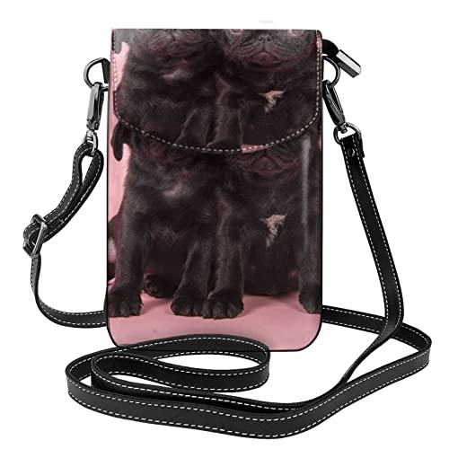 Sac à bandoulière portable cuir carlin mignon, l'accessoire tendre qui vous accompagne
