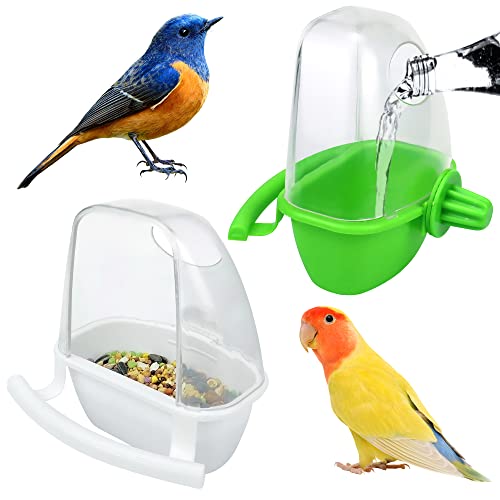 2 Pcs Oiseau Cage Mangeoire Perroquet Perruches Nourrir Plat Tasses Oiseaux Distributeur d'eau Bols De Nourriture Suspendus Cage À Oiseaux Tasses Titulaire Graine Conteneur De Nourriture Cover