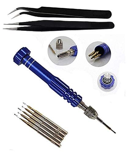 Wroughton 5 in 1 Tool kit/Screwdriver Set For All Mobiles Repair with 2 Tweezers. Multicolor