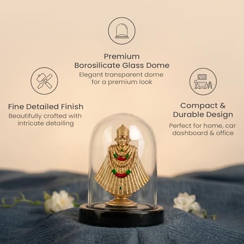 Image of Astrotalk Khatu Shyam Murti with Dome | Shyam Baba Idol for Protection, Peace & Positivity | Home Decor for Living Room, Office Desk & Pooja Room | Car Dashboard God Idol | Housewarming Gift