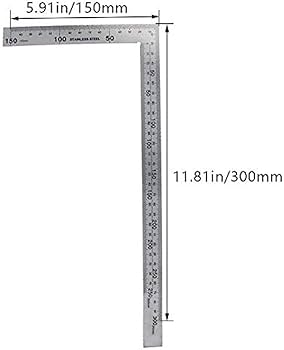 Utoolmart Right Angle Ruler, 150×300mm Stainless Steel L