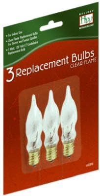 Holiday Wonderland 1078-88 Christmas Candle Replacement Bulb, C7, Clear Flame, 3-Pk. - Quantity 25