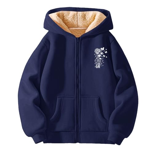 Girls Zip Up Dandelion Hoodies 2025 Casual Oversized Fleece Jacket Y2K Hoodie Winter Sherpa Lined Jackets Warm Coats Pockets3