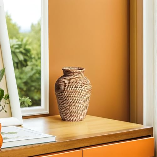 Vase en rotin pour fleurs artificielles rustique et stable - 5