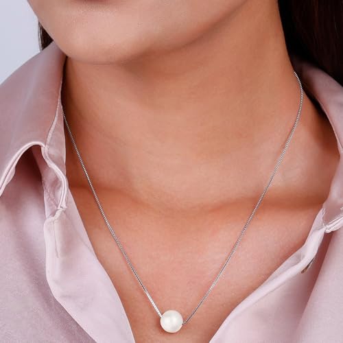 GIVA 925 Silver Anushka Sharma Silver White Pearl Moon Necklace | Necklace to Gifts for Girls and Women | With 925 Stamp & Certificate of... - Image 3