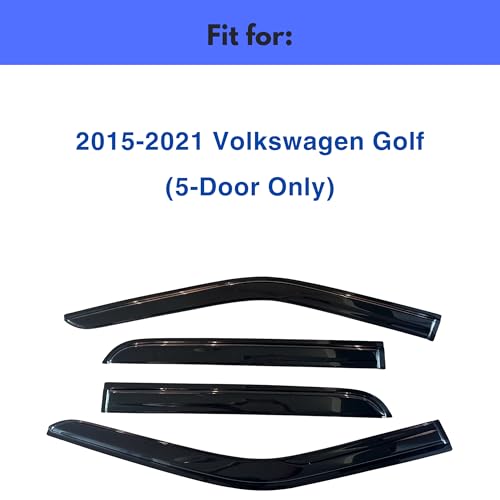 Image of IG Window Visors Fit for 2015-2021 Volkswagen Golf, Out-Channel Rain Guards Vent Wind Deflectors 4PC, Car Accessories for 15-21 VW Golf (5-Door Only)