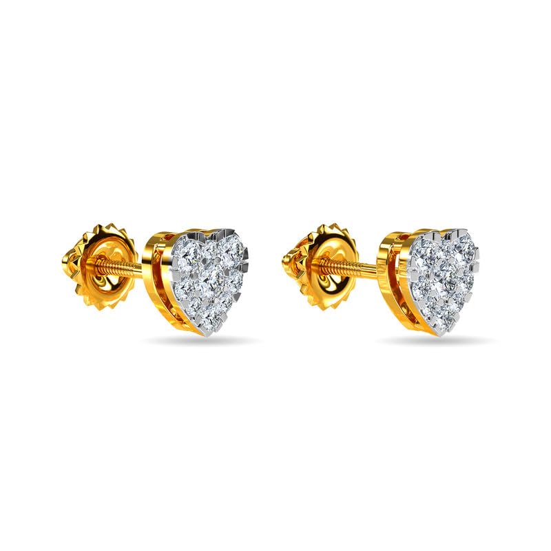 Image of KISNA JEWELS 14K BIS Hallmark Pure Rose Gold & SI Real Diamond Hearts Earrings For Women with Screw Back clouser