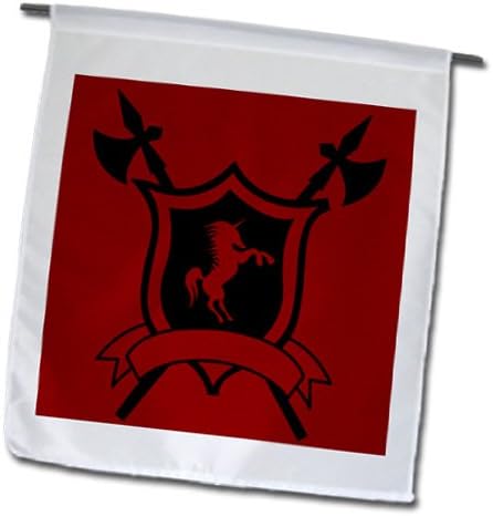 Miniatura 2 de 3dRose fl_45398_1 Bandera de jardín con armadura medieval negra sobre fondo rojo, 12 x 18 pulgadas