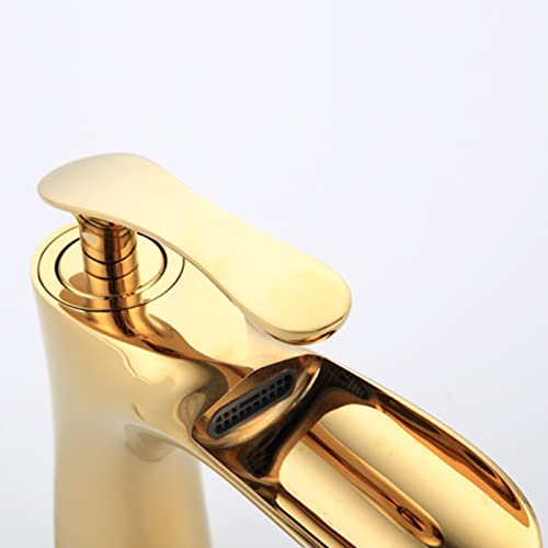 Robinet cascade en laiton brossé doré chic pour lavabo haut de gamme - 7