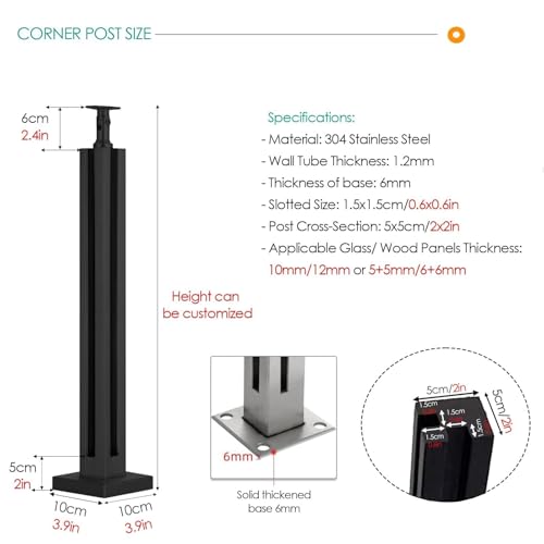 Poste de balaustrada premium de acero inoxidable ranurado de 105cm 3