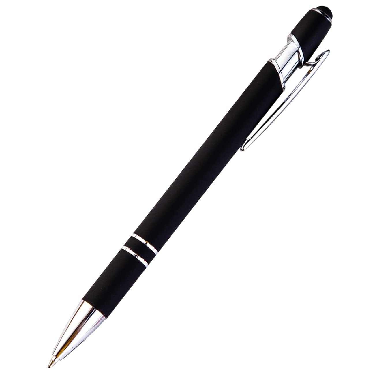 PASISIBICK 12 penne a sfera nere con stilo, 2 in 1 penna a sfera stilo in metallo, penna a sfera premium per touch screen, inchiostro nero, punta media da 1,0 mm (12 pezzi nero)