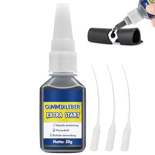 Erigathe Pegamento de goma extra fuerte resistente al agua, 30 g adhesivo para neumáticos con punta antisecado, fuerte fijación adhesiva para goma, neumáticos, zapatos, cinturones y otros productos de
