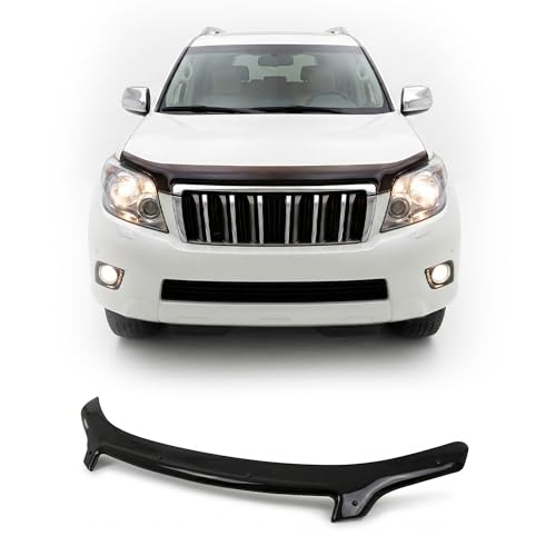 Hood Deflector Guard fits Toyota Land Cruiser Prado 2010-2013, Bugflector Bug & Bonnet Shields, Black ABS Hood Protector, Protects from Particles & Bug, All Weather Durable Car Exterior Accessories