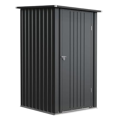 Patiolife 3x3 FT Metal Storage Shed, Small Outdoor Shed with Lockable Door and Sloping Roof, for Backyard Garden Patio, Grey
