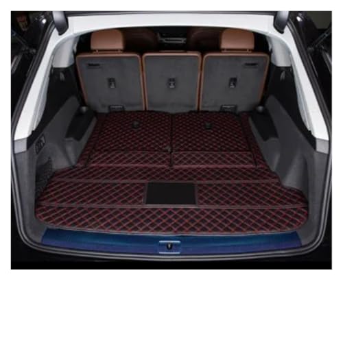 Tapis coffre voiture en cuir marron sur mesure pour Q7 7 places 2022