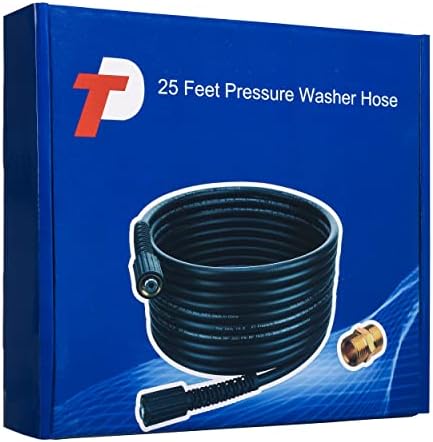 Tool Daily High Pressure Washer Hose, 25 FT X 1/4 Inch, 3600 PSI, M22 14mm, Replacement Power Washer Hose for Most Brands