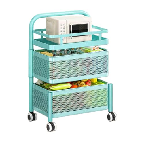 Genérico Estante Giratorio For Verduras, Cesta Giratoria Cuadrada De Almacenamiento Multicapa, Organizador De Almacenamiento For Baño/Cocina,for Frutas,comestibles,maíz(Blue,3 Tiers)