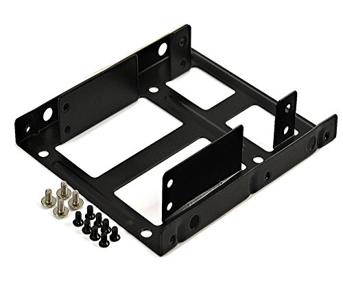 Rhombutech® Dual Einbaurahmen für 2x 2,5 HDD/SSD's auf 3,5; Metall; optimiert für SSD; Adapter Wechselrahmen Mounting Frame Halterung Schienen inkl. Befestigungsschrauben (1x Einbaurahmen)