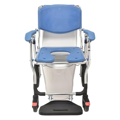 3 in 1 Dusch-Toilettenstuhl mit Rollen Klappbar, Rollstuhl für Behinderte und Senioren, Armlehne & Rückenlehne Wasserdichtes Stuhl, Bis 120kg (Big Blue) 3 in 1 Dusch-Toilettenstuhl mit Rollen Klappbar, Rollstuhl für Behinderte und Senioren, Armlehne & Rückenlehne Wasserdichtes Stuhl, Bis 120kg (Big Blue)