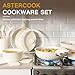 Astercook Ceramic Non-stick Cookware 21 Pcs Pots and Pans Set, Detachable Handle, RV Kitchen Non Stick Cooking Set Removable Handles, Oven Safe, Induction Ready, Stackable, Cream White