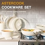 Astercook 21 Pcs Pots and Pans Set Non Stick, Ceramic Cookware Set Detachable Handle, RV Kitchen Cooking Set Removable Handles, Oven Safe, Induction Ready, Stackable Non-stick Set, Cream White - Image 5