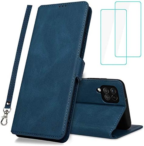 Foreverluck Wallet Case for Samsung Galaxy A53 5G with 2 Screen Protectors, Premium PU Leather Flip Case Cover with Card Holders Magnetic Folio Closure Protective Phone Case for Samsung A53, Blue